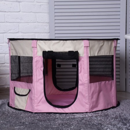Animal aviary, tent, round, 70 x 40 cm, pink-4