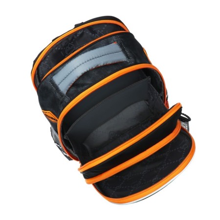 School backpack 37 x 28 x 13cm, ergonomic back, Across 557, + bag, black/orange-7