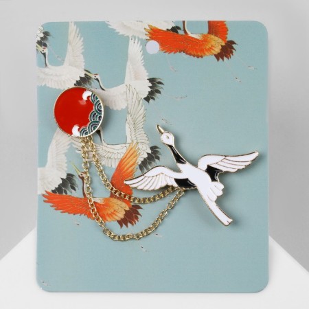 Icon "Crane and Sun", colored in gold-4