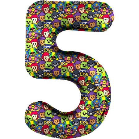 Foil ball 34 ’’ “number 5” Brawl Stars, 1 pc.