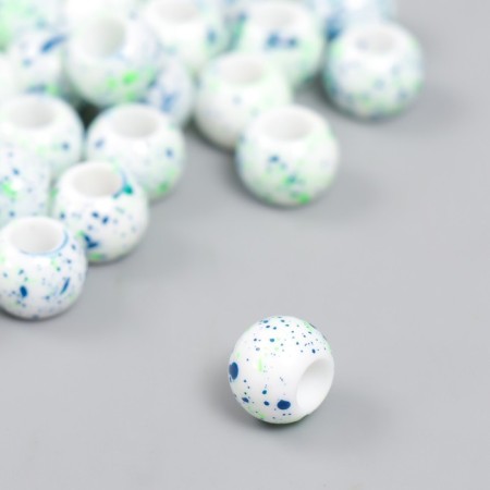 Beads for creativity plastic "Spray paint. Blue on white" D = 1 cm set 20 g-1