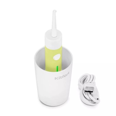 Irrigator KitFort KT-2957-2, portable, 320 ml, 3 modes, 2 nozzles, from battery, white and yellow-5
