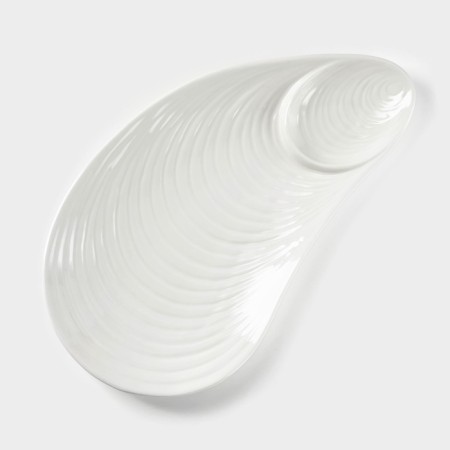 Ceramic dish with sauce "shell", 28 × 15 × 2 cm, white color