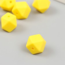 Бусина силикон "Многогранник" ярко-желтая d=1,4 см