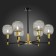 Ceiling EVOLUCE lamp. Sle1137-402-06. ELITIS. 6x60 watts, E14, 68x68x46 cm, black color, golden