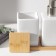 Savanna Square bathroom accessories set, 4 items (soap dispenser, 2 glasses, stand), white color