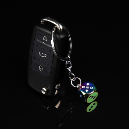 Cartage keychain, cube, metal, mother -of -pearl-2