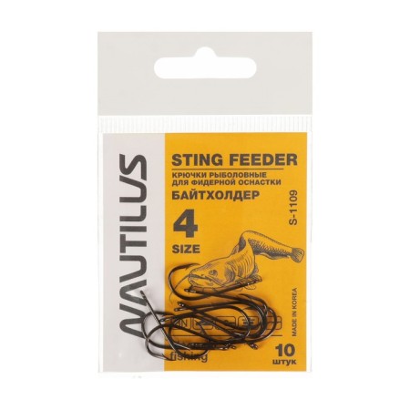 Hook nautilus sting feeder bytholder S-1109, color BN, No. 4, 10 pcs.