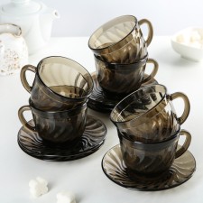 Ocean Eclipse Glass Service, 12 items: 6 cups 220 ml, 6 saucers