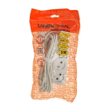 Excumber Universal E-203, 3 sockets, 5 m, PVS 2x0.75, 10 A-1