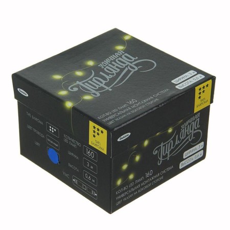 Garland "fringe" 3 × 0.6 m, IP44, UMS, transparent thread, 160 LED, blue glow, 220 V-5