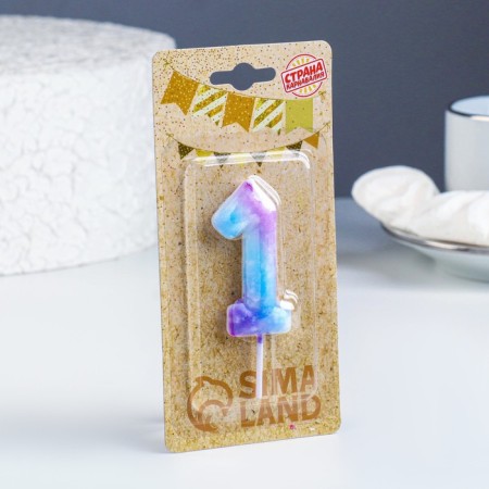 Candle in the cake on the skewer "Galaxy", the number 1, 5.5 cm-1