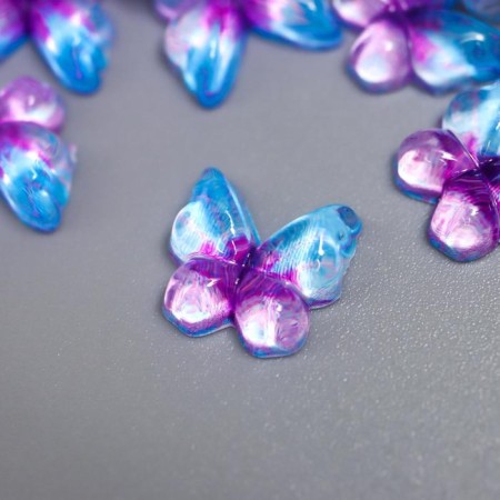 Decorative element "Butterfly" 10 mm lilac-blue