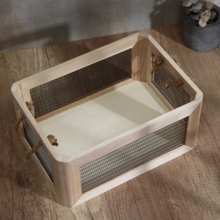 Italy, 36 × 26 × 16 cm storage basket for storing products, light wood color-4