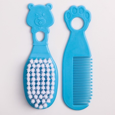 Hair care kit: comb and brush, “bear”, blue color-2