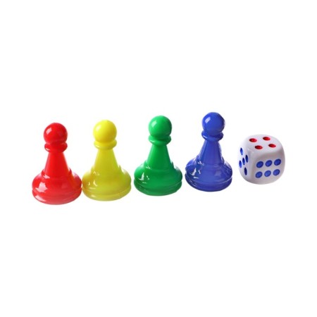 Set for board games, 4 chips 2.5 x 1.6 cm, 1 cube 1.3 x 1.3 cm-1