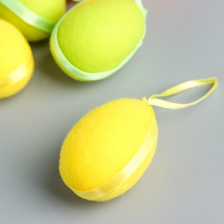 Decor Easter suspension "Egg with a pile" set 6 pcs multi -colored 4x4x6 cm-1