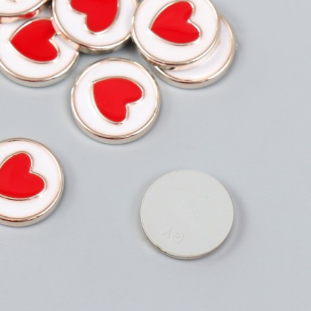 Decor for creativity Plastic "Red Heart in the Circle" White, gold 0.3x1.8x1.8 cm-1