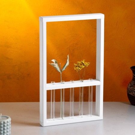 Kashpo wooden 28 × 4.5 × 40 cm with 5 flasks "Extra frame", white give beautifully