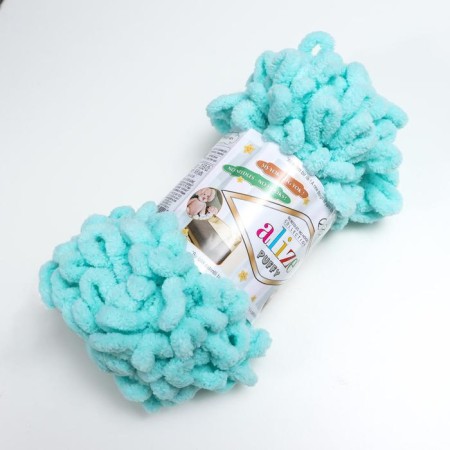 Yarn "Puffy" 100 % micropoliester 9m/100g (19 light turquoise)-1