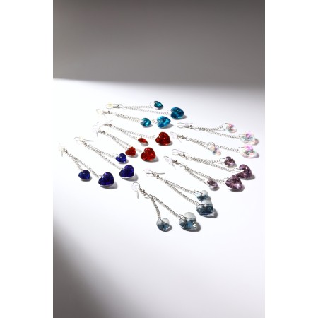 Glass earrings "Bright day" heart, color mix-4