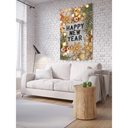 Decorative panel with photo printing of "Happy New Year", vertical, size 150x200 cm