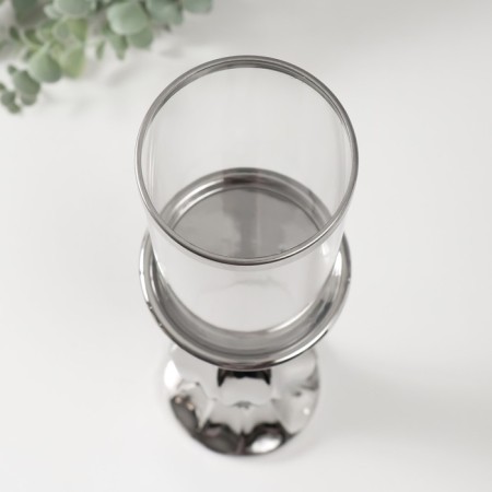Ceramics candlestick, glass for 1 candle "Versailles" d = 7.5 cm silver 9.5x9.5x38.5 cm-2