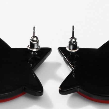 Acryl Earrings "Pumpkin" in witches hats, orange color in ferrous metal-2