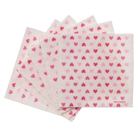 Napkins single -layer “hearts” pink 24x24 cm, set 20 pcs.-6