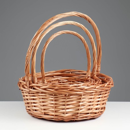 A set of wicker baskets (willow), 39x14/40 cm, 30x12/35 cm, 25x10/30 cm, 3 pcs., Light brown-3