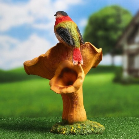 Garden Figure "Mushroom Ginger with a Bird" 20x22x32cm-1