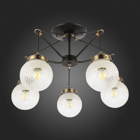 Ceiling EVOLUCE lamp. Sle110302-05. Stricce. 5x60 watts, E27, 59x59x36 cm, black color, bronze-4