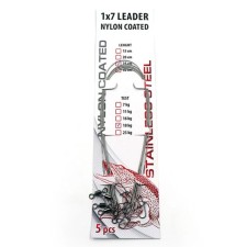 The leash of the steel Namazu Leader 1x7 Nylon Coated, D-0.3 mm, L-15 cm, T-11 kg, unit 5 pcs.