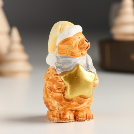 Souvenir Ceramics "Bear with a star, in the cap and scarf" 3x3x6.2 cm-1