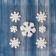 Glass sticker "Snowflakes white with shine" (set 7 pcs) 12.5x12.5 cm, white