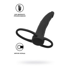 Black & red toyfa double penetration for double penetration, 16.5 cm, silicone, black color