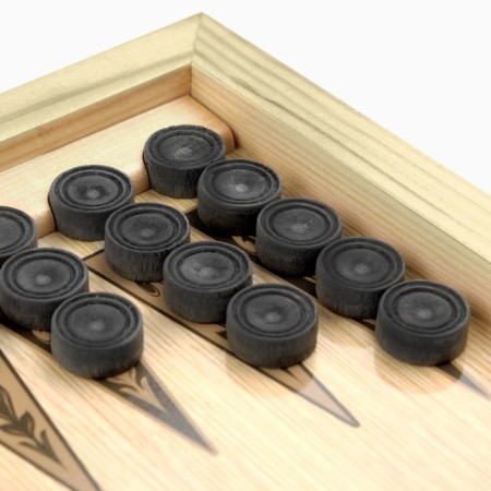 Backgammon "red pattern", wooden board 40 x 40 cm, with a field for playing checkers-3