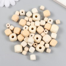 A set of wooden unpainted beads MIX-8 (cubes 8,10,12,14 mm) 30g