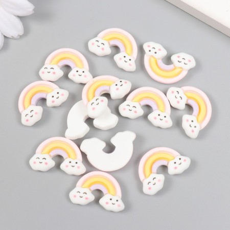 Decor for creativity Plastic "Rainbow in Funny Clouds" 2.6x1.7 cm-2