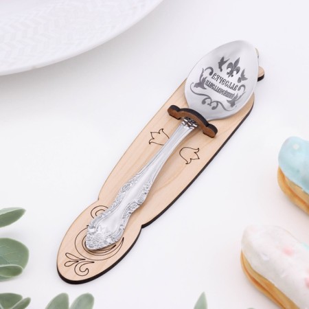 A spoon is a nominal, tea, with an engraving "Vyacheslav", h = 14
