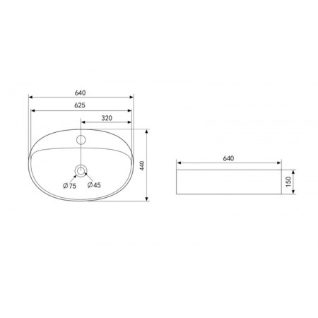 ABBER Bequem AC2112MW sink, invoice, 640x440x150 mm, white, matte-3