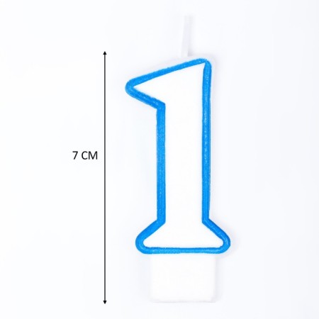 Candle for cake the number "1", tone rim, 7 cm, mix-3