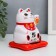 Plastic pendulum from the solar battery "Cat manei-nako Kosynka with flowers" White 9.5x10x9.5 cm 73535
