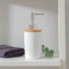 Bamboo liquid soap dispenser, 320 ml, white color