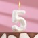 Candle in the "balls" cake, number "5", pearl, 5.5 cm