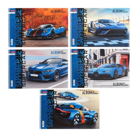 Album for drawing A4, 32 sheets, on the crest, BlueSupercar, covered Cardboard, block 100 g/m², mix