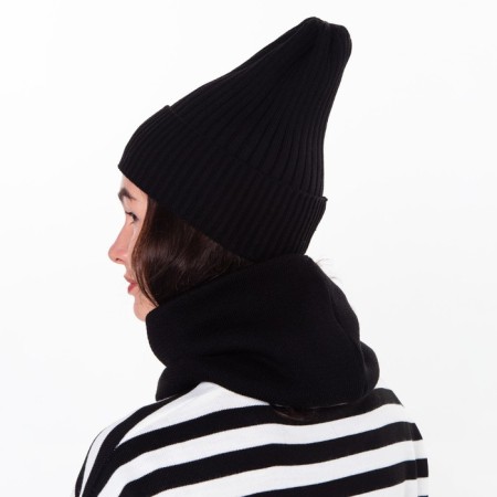 The female winter set (hat/snood), black color, size 56-58-4