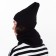 The female winter set (hat/snood), black color, size 56-58
