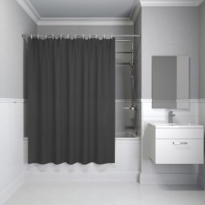 Curtain for the bathroom IDDIS P03PE18I11, PE, 200x180 cm, dark gray