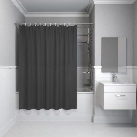 Curtain for the bathroom IDDIS P03PE18I11, PE, 200x180 cm, dark gray